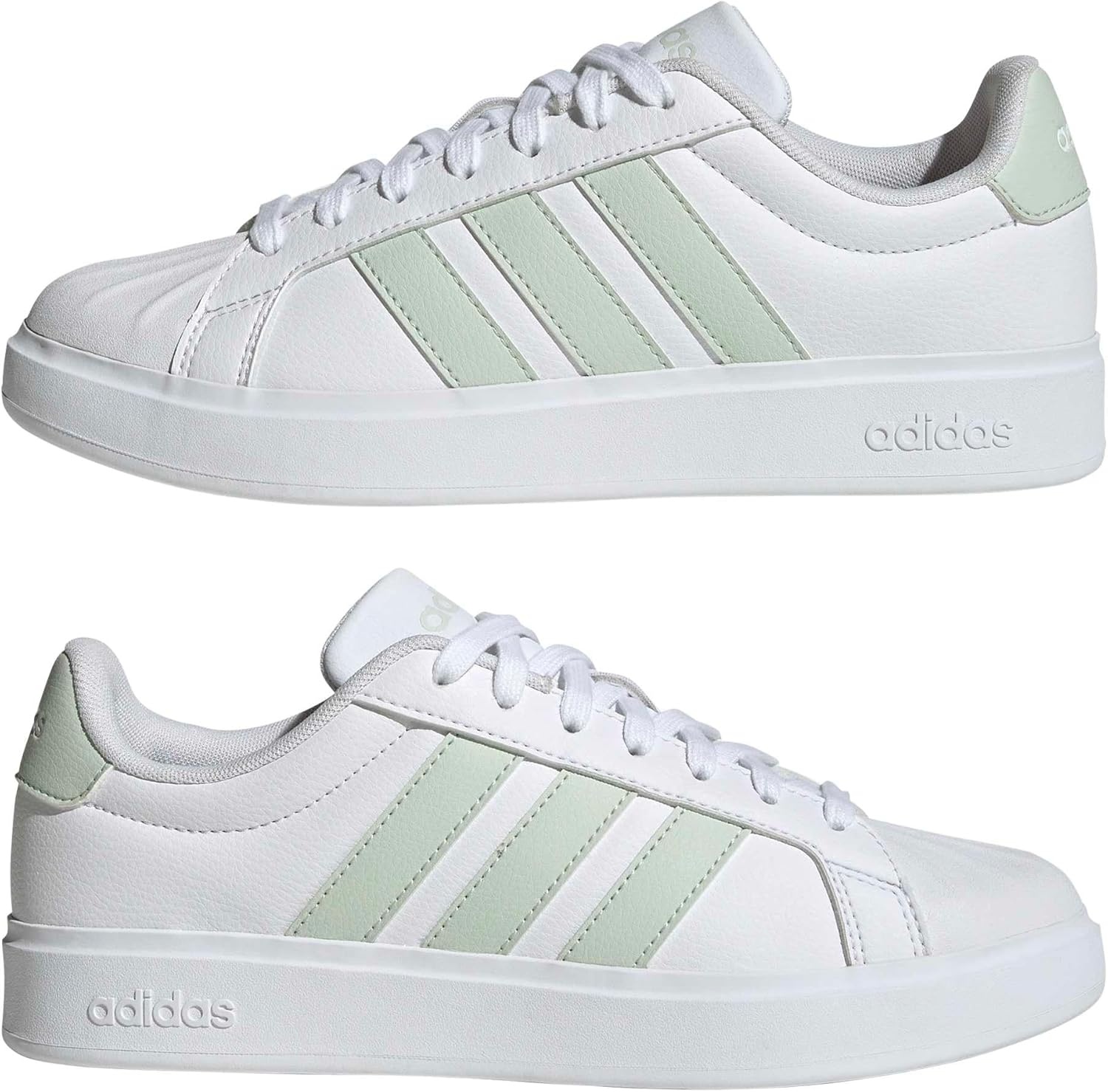 image:imageadidas Womens Streettalk Lace Up Sneakers Shoes Casual BeigeWhiteLinen GreenWhite