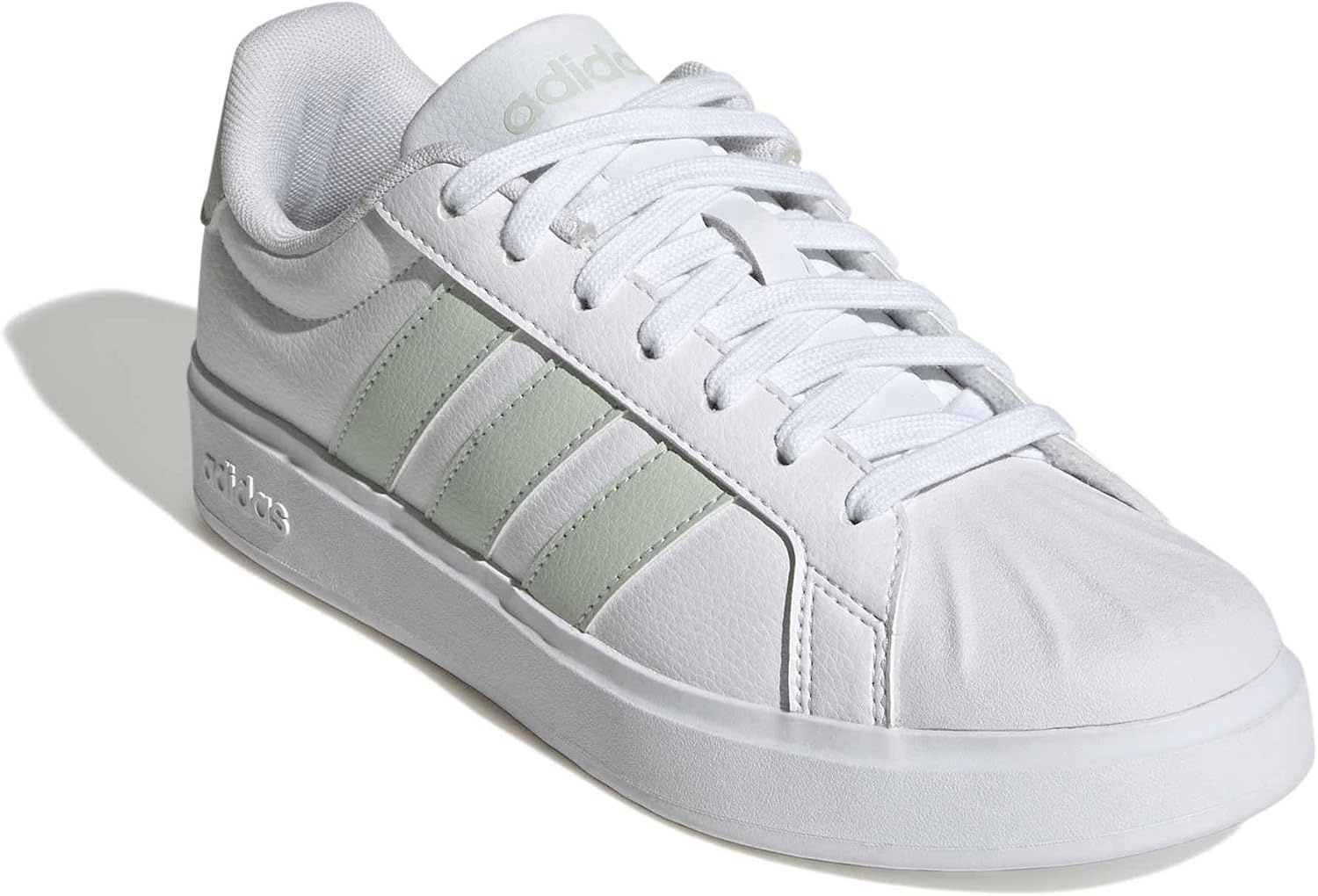 image:imageadidas Womens Streettalk Lace Up Sneakers Shoes Casual BeigeWhiteLinen GreenWhite