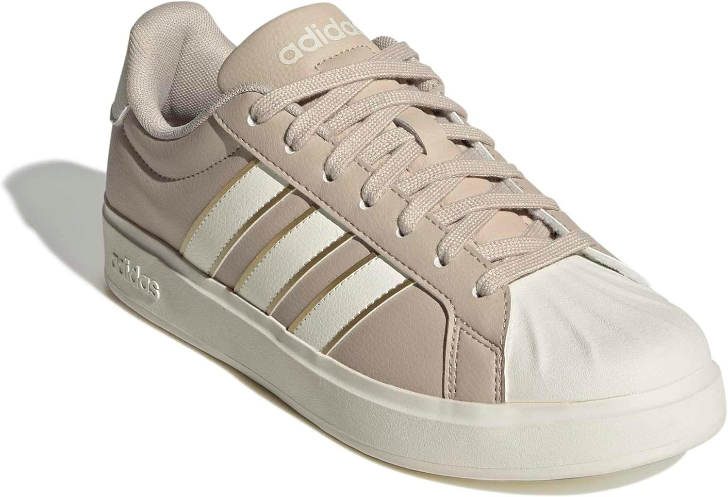 image:imageadidas Womens Streettalk Lace Up Sneakers Shoes Casual BeigeWonder BeigeOff WhiteGold Metallic