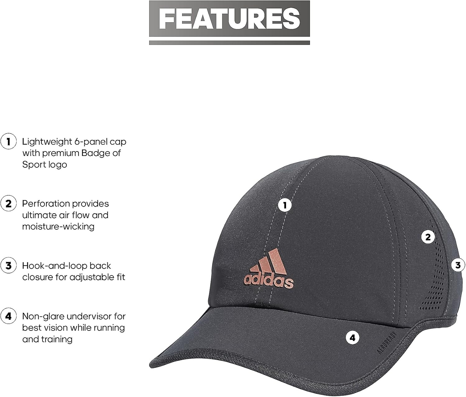 image:imageadidas Womens Superlite Cap DISCONTINUEDGrey SixRose Gold2