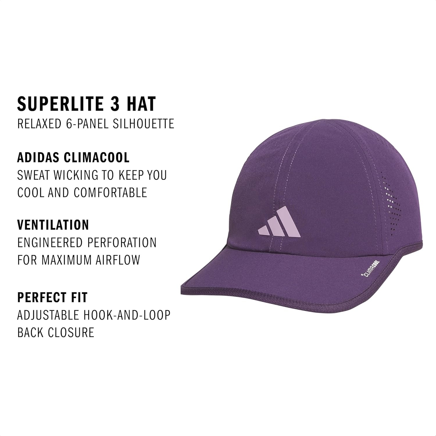 image:imageadidas Womens Superlite Hat Lightweight MoistureWicking Cap for Workout and TrainingAurora Plum PurplePowder Plum Purple3