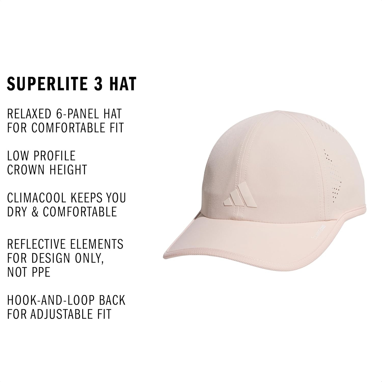image:imageadidas Womens Superlite Hat Lightweight MoistureWicking Cap for Workout and TrainingBlush PinkPink Tint3