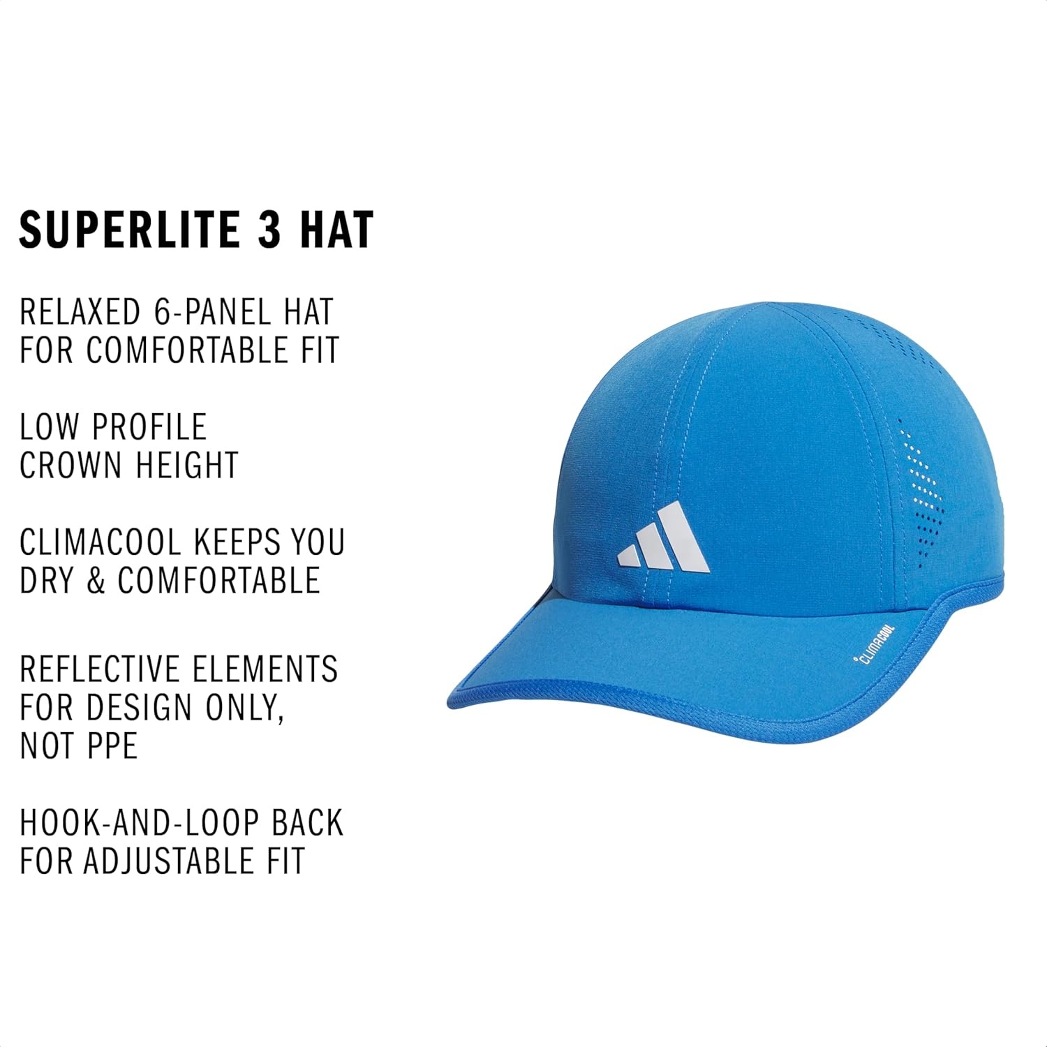 image:imageadidas Womens Superlite Hat Lightweight MoistureWicking Cap for Workout and TrainingRay BlueWhite3