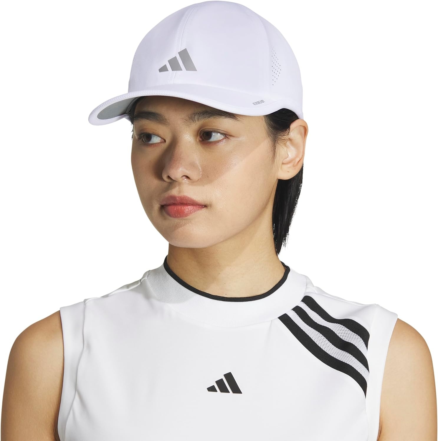 image:imageadidas Womens Superlite Hat Lightweight MoistureWicking Cap for Workout and TrainingWhiteSilver Metallic3