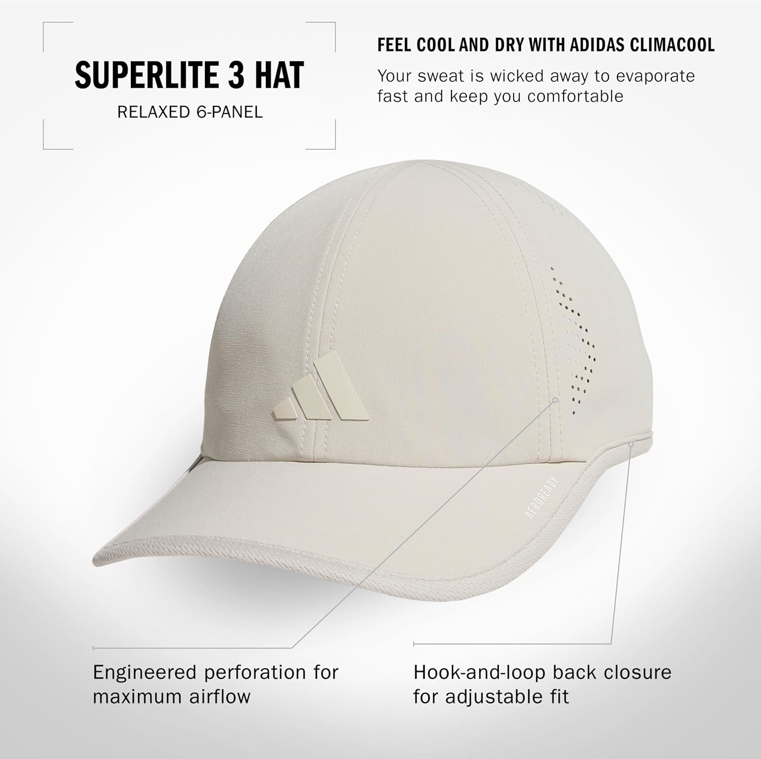 image:imageadidas Womens Superlite Hat Lightweight MoistureWicking Cap for Workout and TrainingWonder Alumina GreyAlumina Beige3