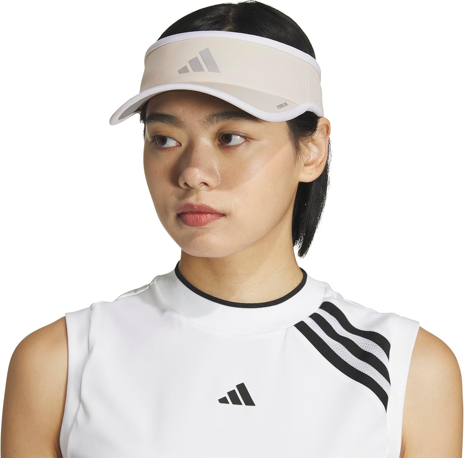image:imageadidas Womens Superlite Visor Lightweight MoistureWicking Running Tennis HatAlumina BeigeSilver MetallicWhite3