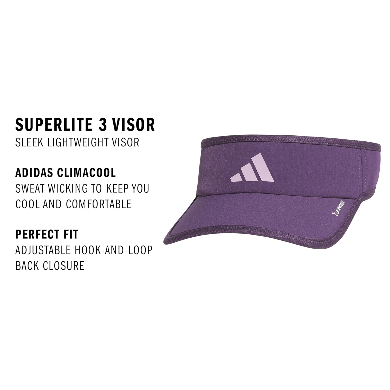 image:imageadidas Womens Superlite Visor Lightweight MoistureWicking Running Tennis HatAurora Plum PurplePowder Plum Purple3