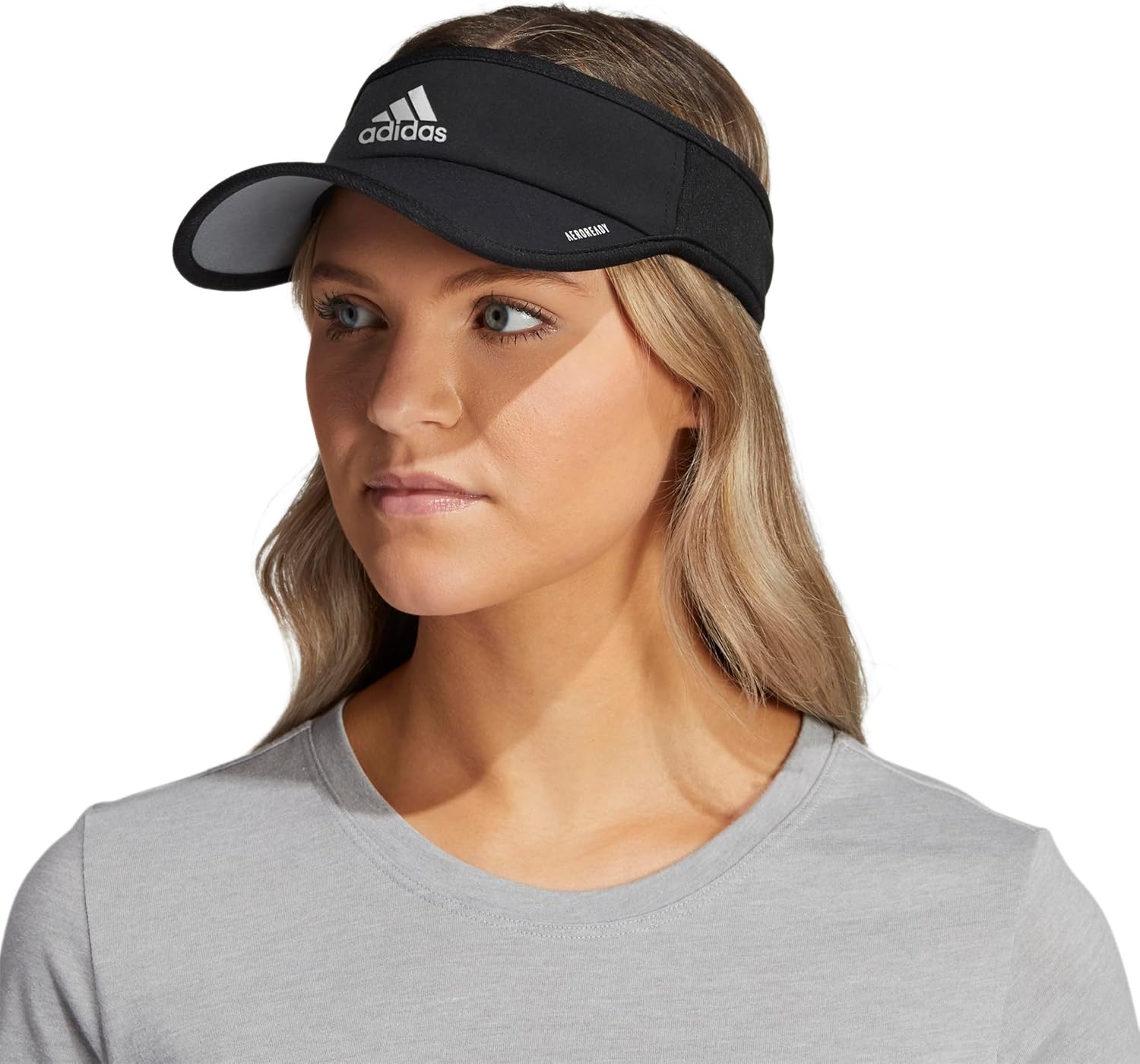 image:imageadidas Womens Superlite Visor Lightweight MoistureWicking Running Tennis HatBlackSilver Reflective3