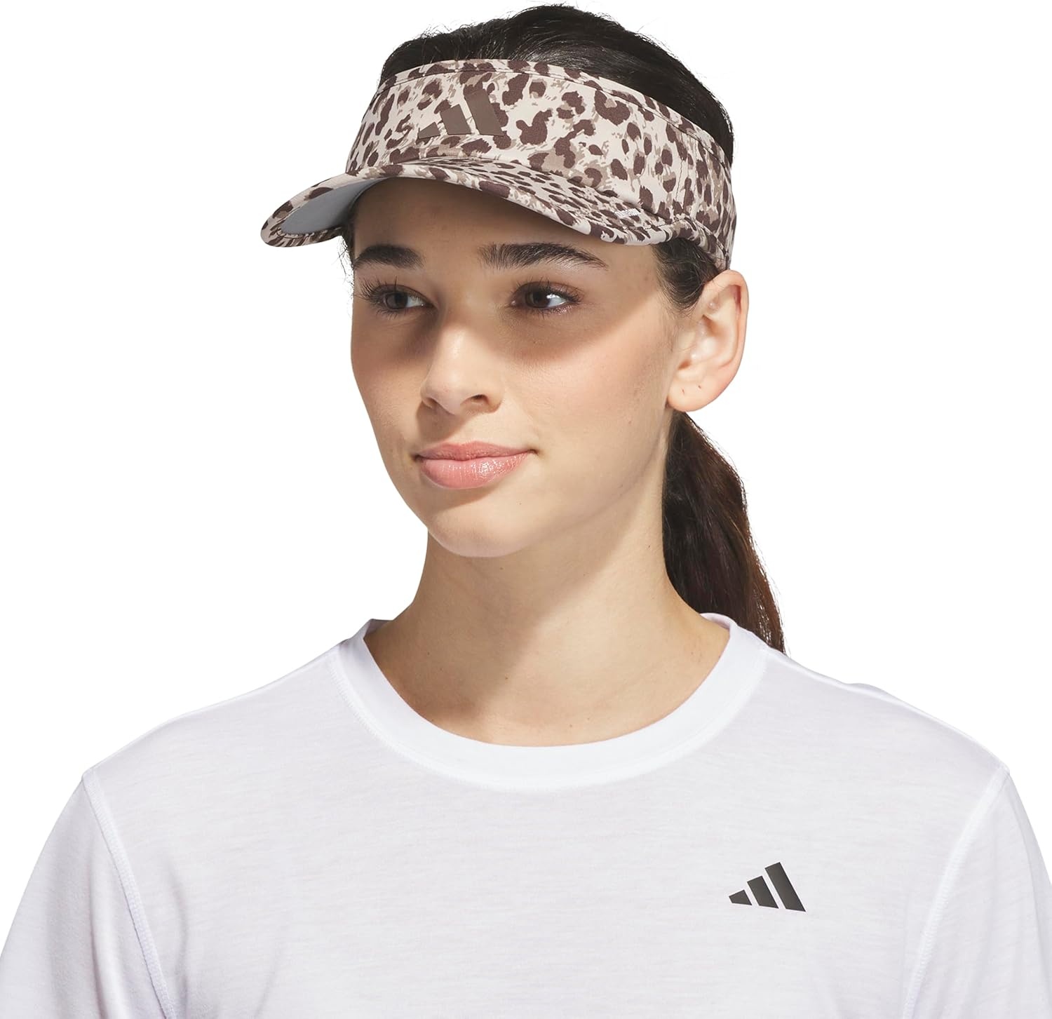 image:imageadidas Womens Superlite Visor Lightweight MoistureWicking Running Tennis HatLeopard Crystal Linendark BrownDark Brown3