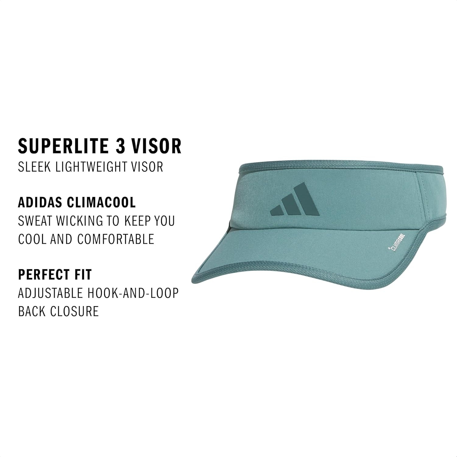 image:imageadidas Womens Superlite Visor Lightweight MoistureWicking Running Tennis HatPreloved Teal GreenAurora Green Ivy3