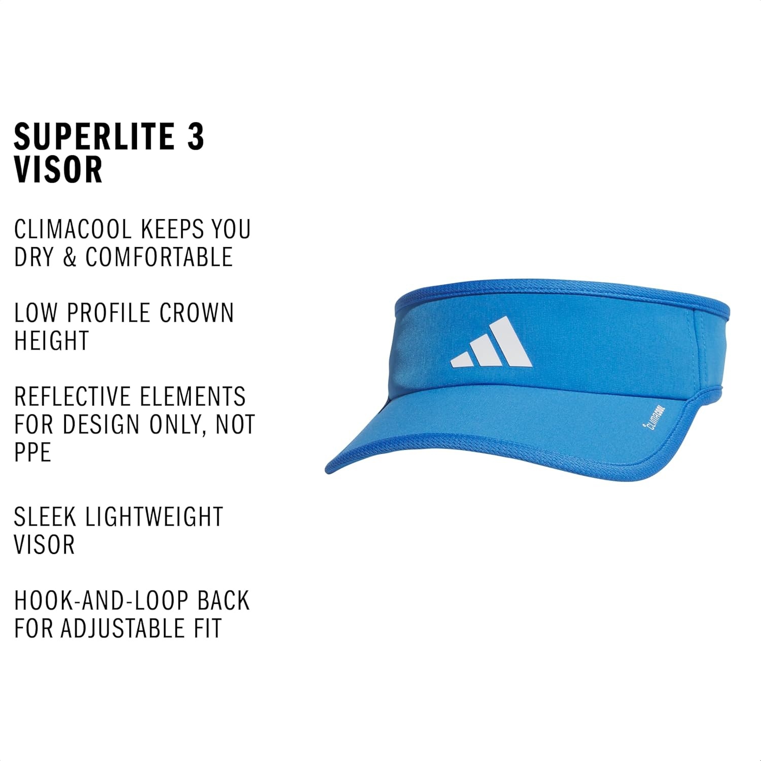 image:imageadidas Womens Superlite Visor Lightweight MoistureWicking Running Tennis HatRay BlueWhite3