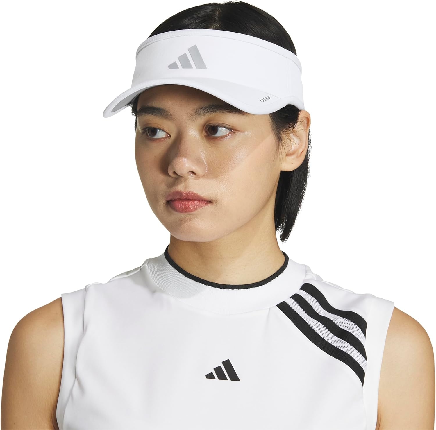 image:imageadidas Womens Superlite Visor Lightweight MoistureWicking Running Tennis HatWhiteSilver Metallic3