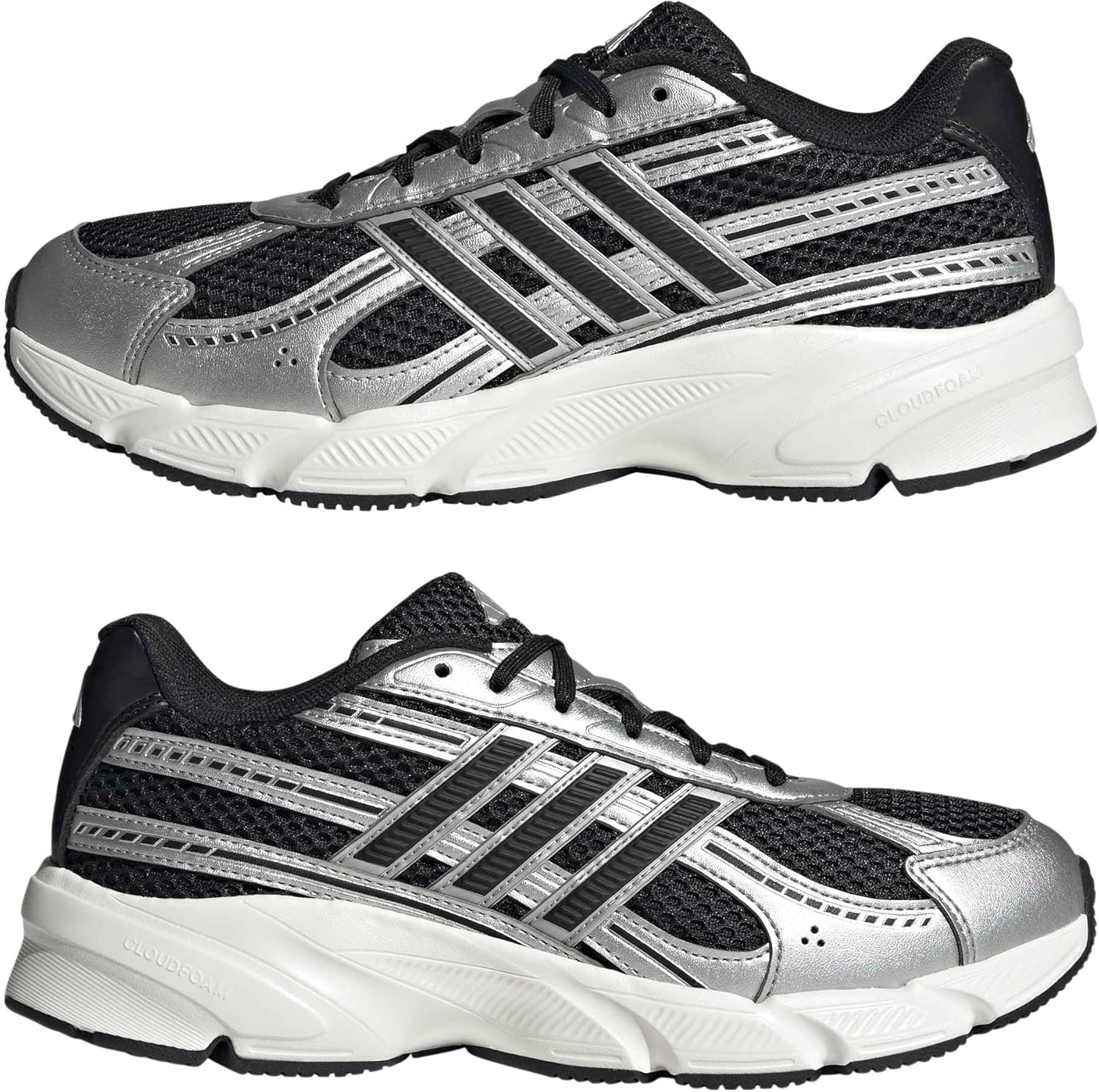 image:imageadidas Womens Technochaos 2000 Lace Up Sneakers Shoes Casual BeigeBlackBlackSilver Metallic