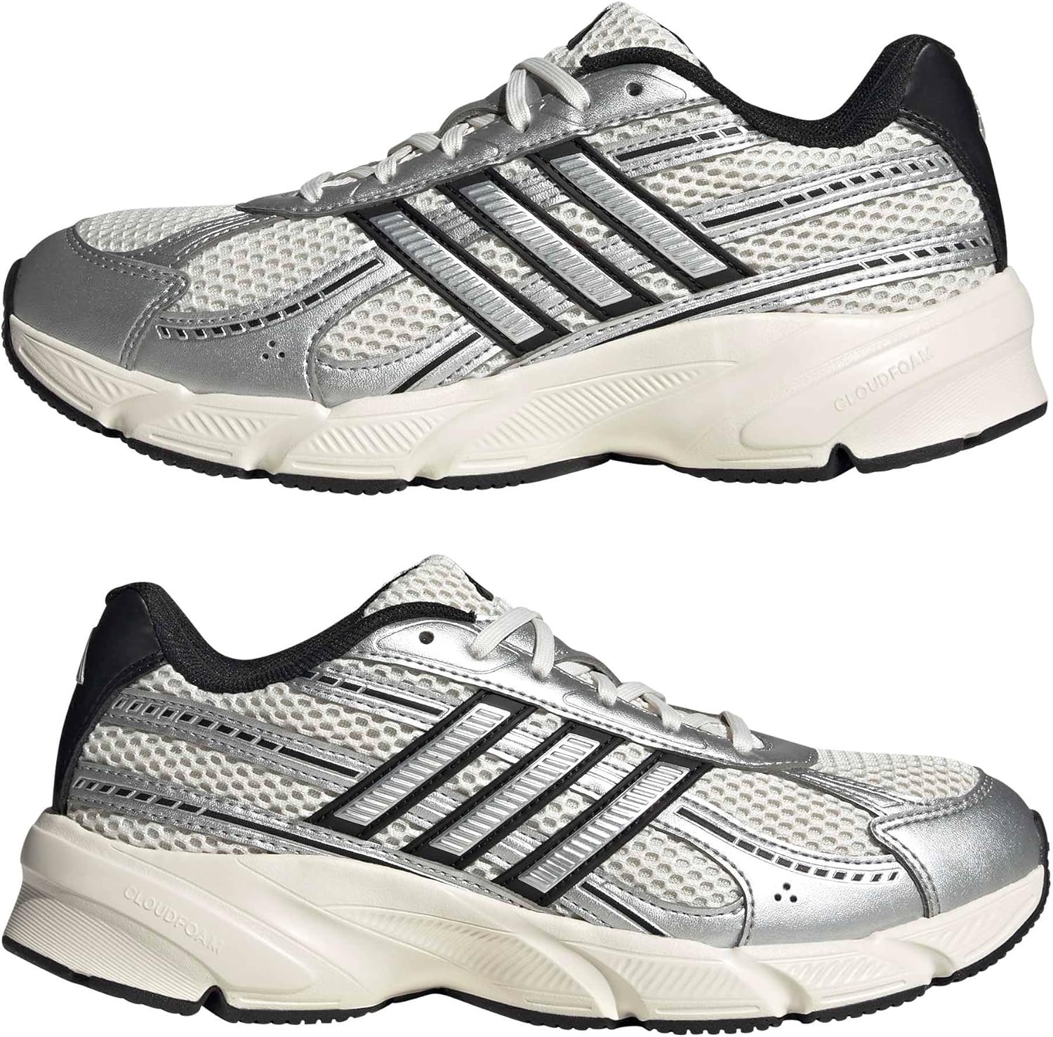 image:imageadidas Womens Technochaos 2000 Lace Up Sneakers Shoes Casual BeigeChalk WhiteSilver MetallicBlack