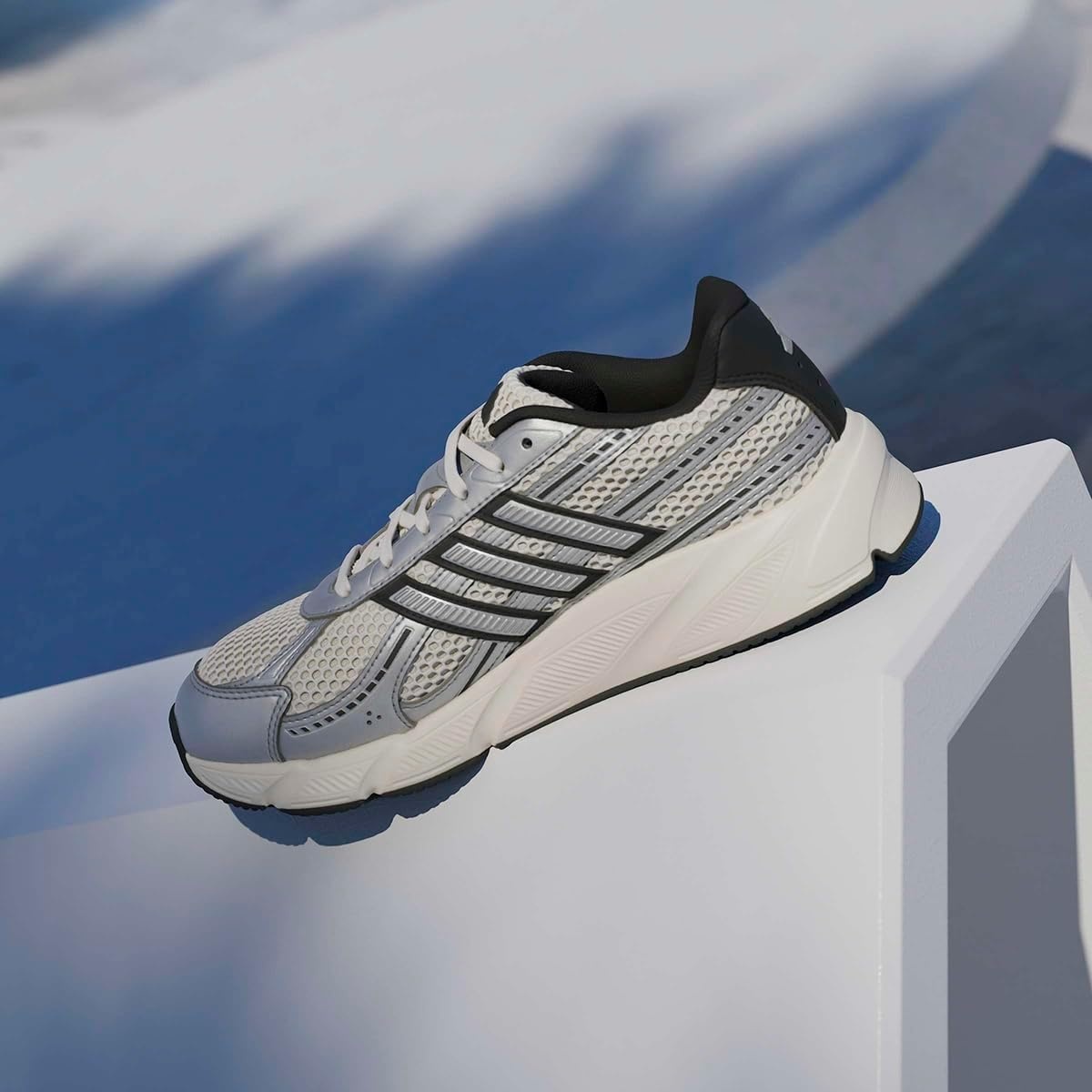 image:imageadidas Womens Technochaos 2000 Lace Up Sneakers Shoes Casual BeigeChalk WhiteSilver MetallicBlack