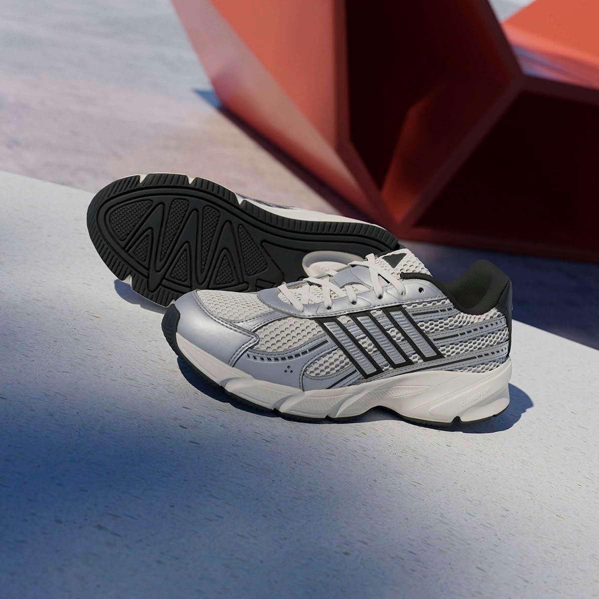image:imageadidas Womens Technochaos 2000 Lace Up Sneakers Shoes Casual BeigeChalk WhiteSilver MetallicBlack