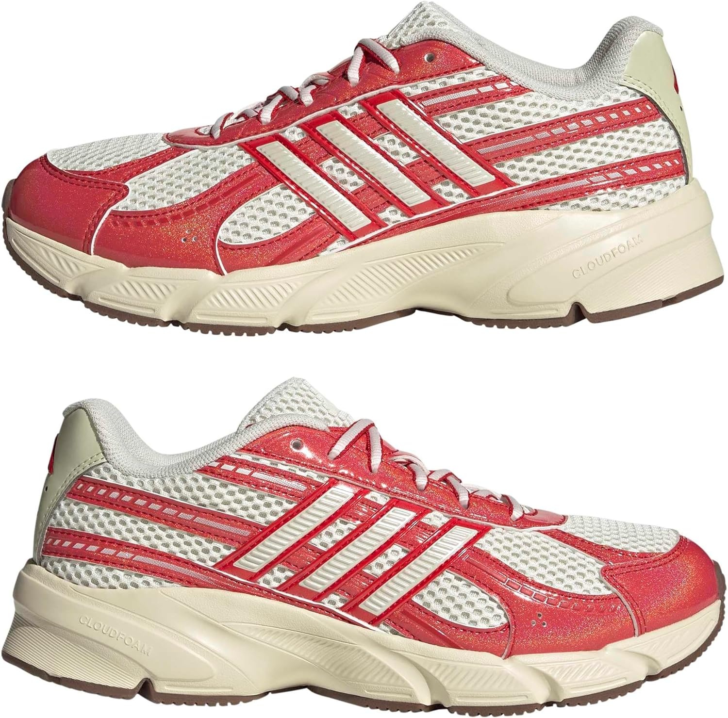 image:imageadidas Womens Technochaos 2000 Lace Up Sneakers Shoes Casual BeigeOff WhitePearl MetallicBetter Scarlet
