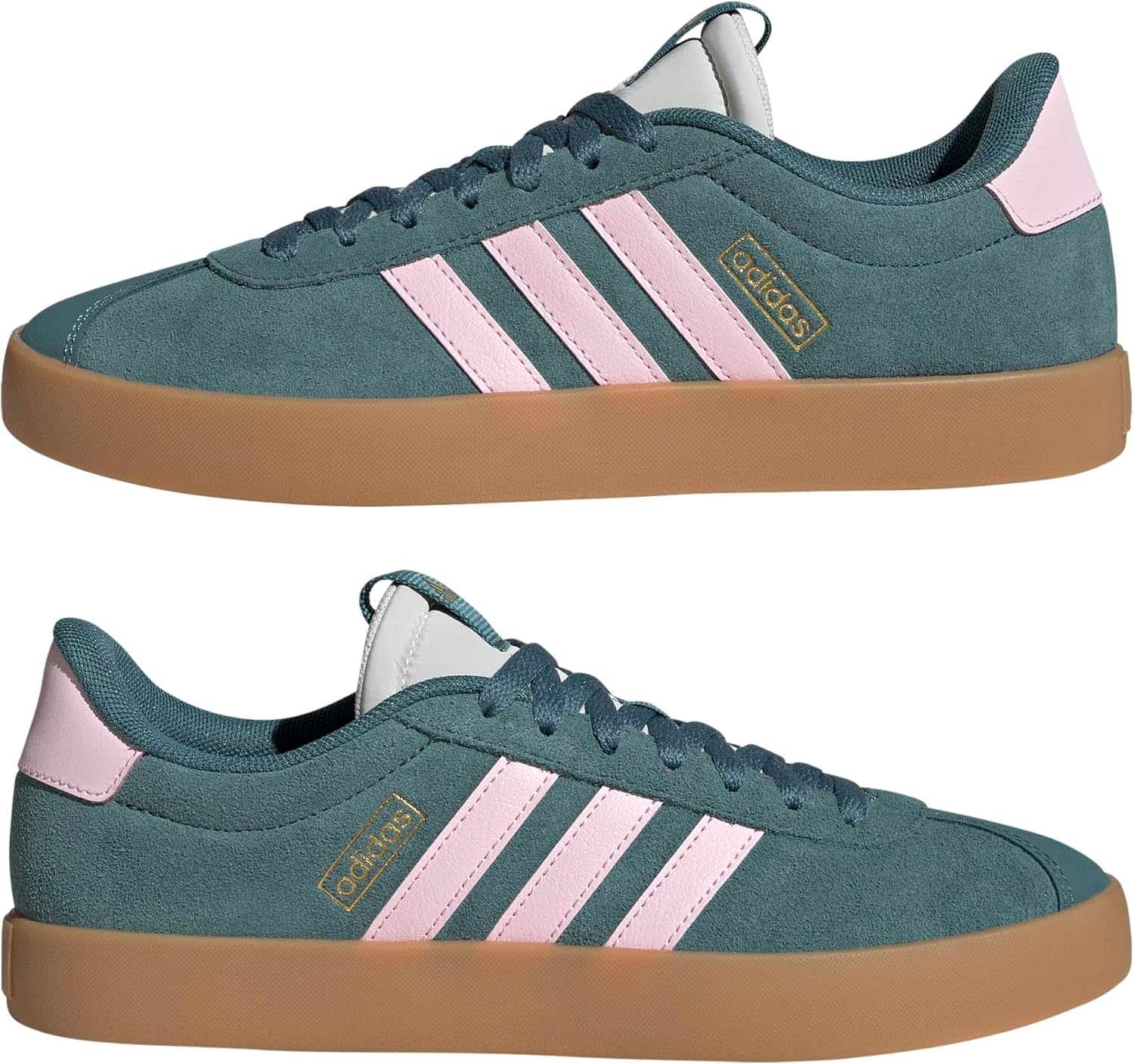 image:imageadidas Womens VL Court 30 SneakerPreloved TealClear PinkGold Metallic