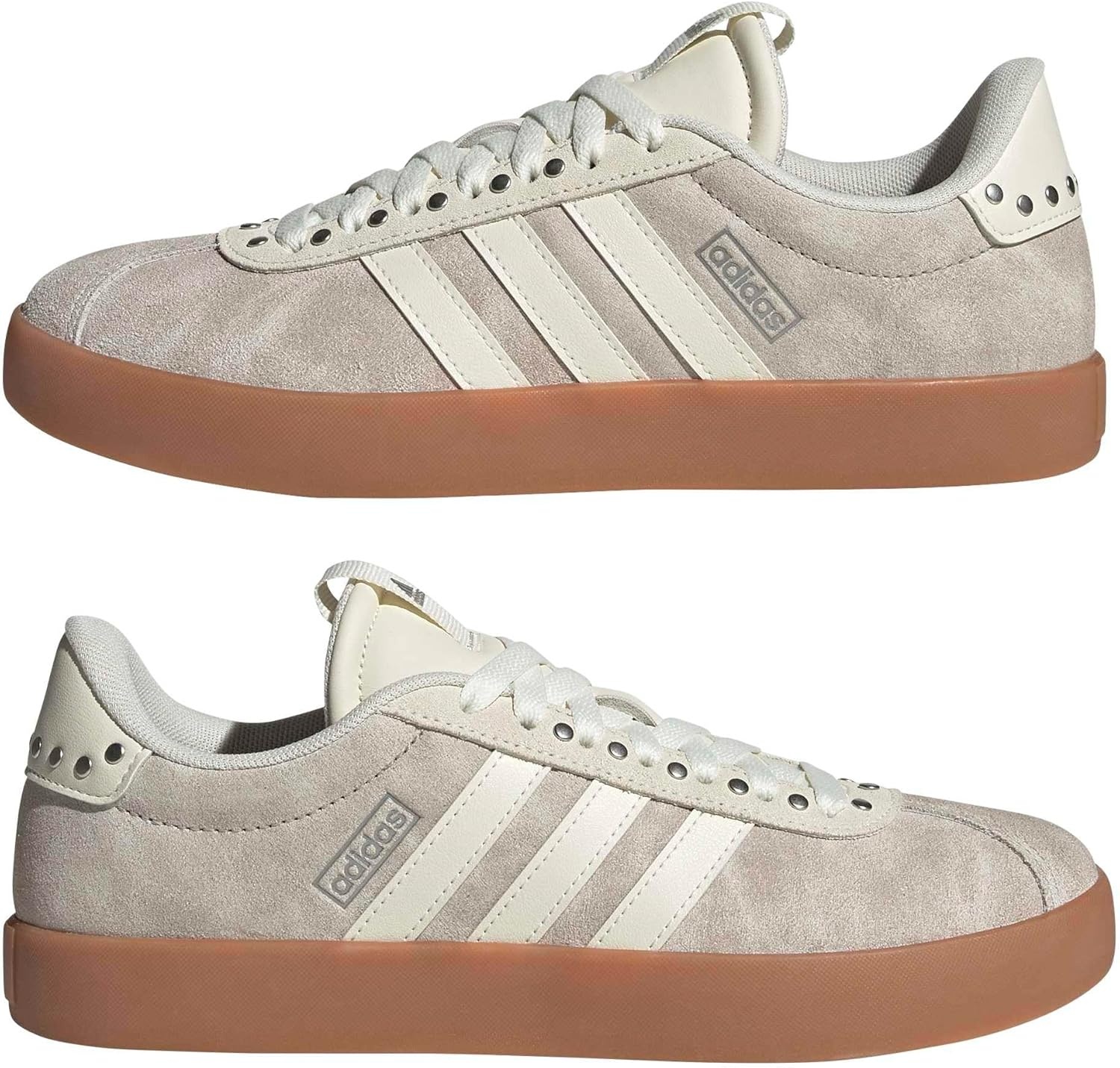 image:imageadidas Womens VL Court 30 SneakerWonder BeigeOff WhiteIron Metallic