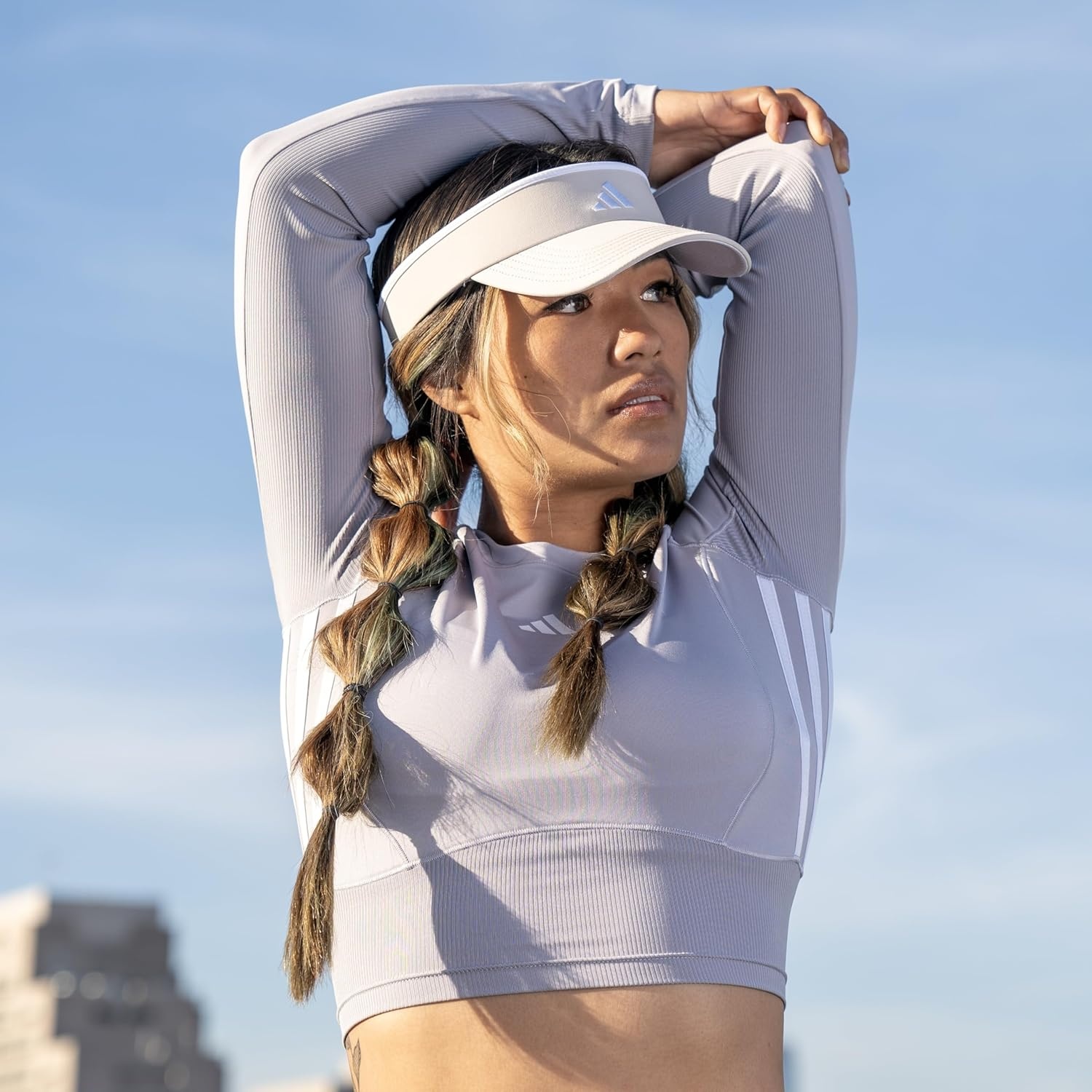 image:imageadidas Womens Visor Match Athletic Clipon Sun Hat for Sport amp TrainingWonder Alumina GreyWhite