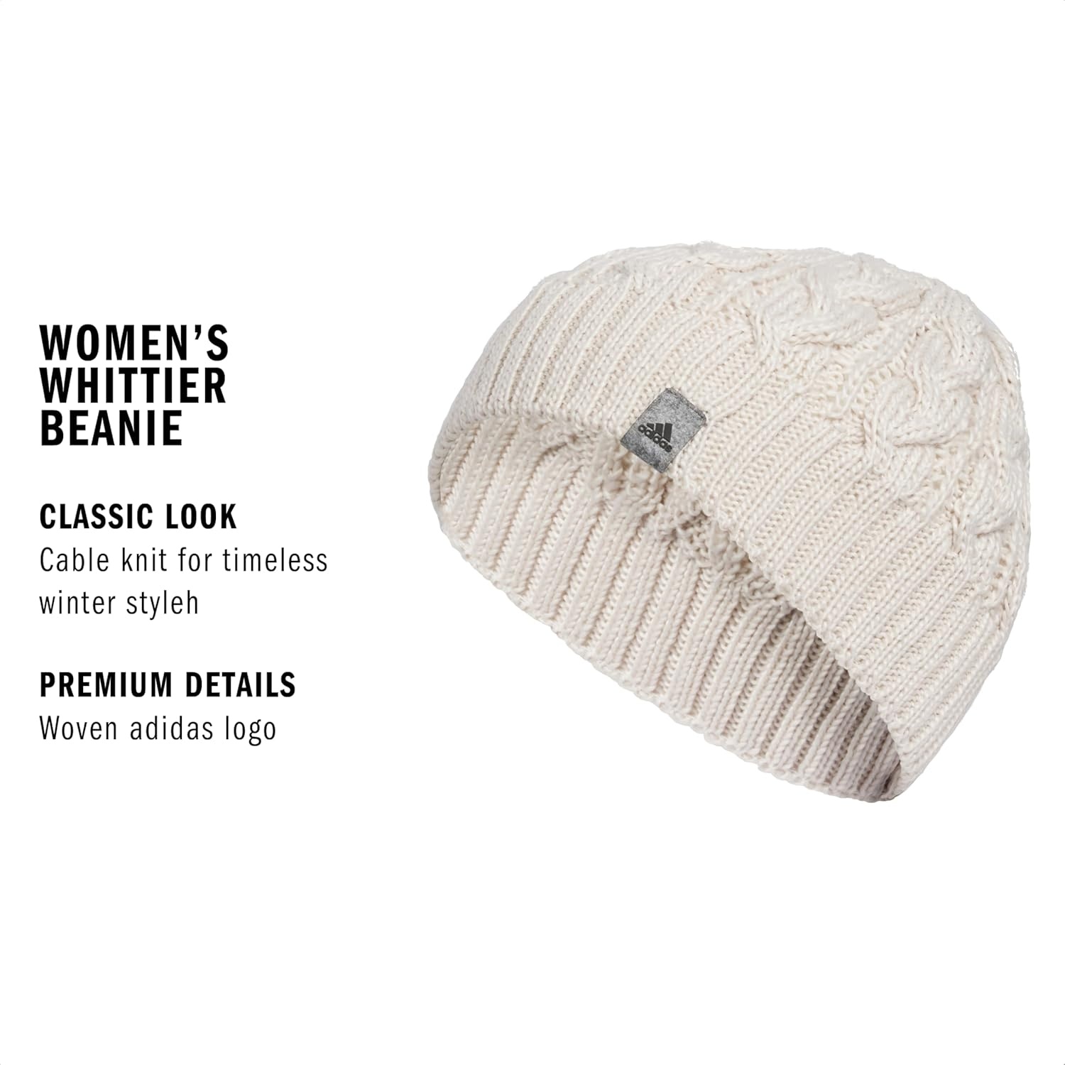 image:imageadidas Womens Whittier Beanie Cuffless Knit Winter Hat3Alumina Beige