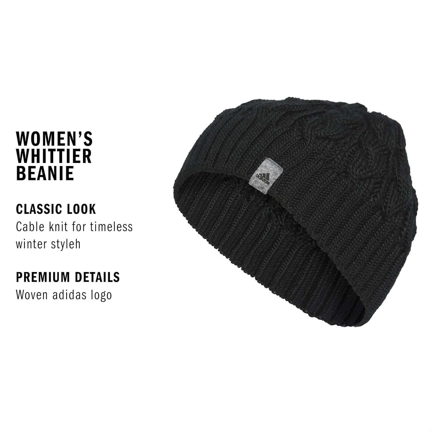 image:imageadidas Womens Whittier Beanie Cuffless Knit Winter Hat3Black
