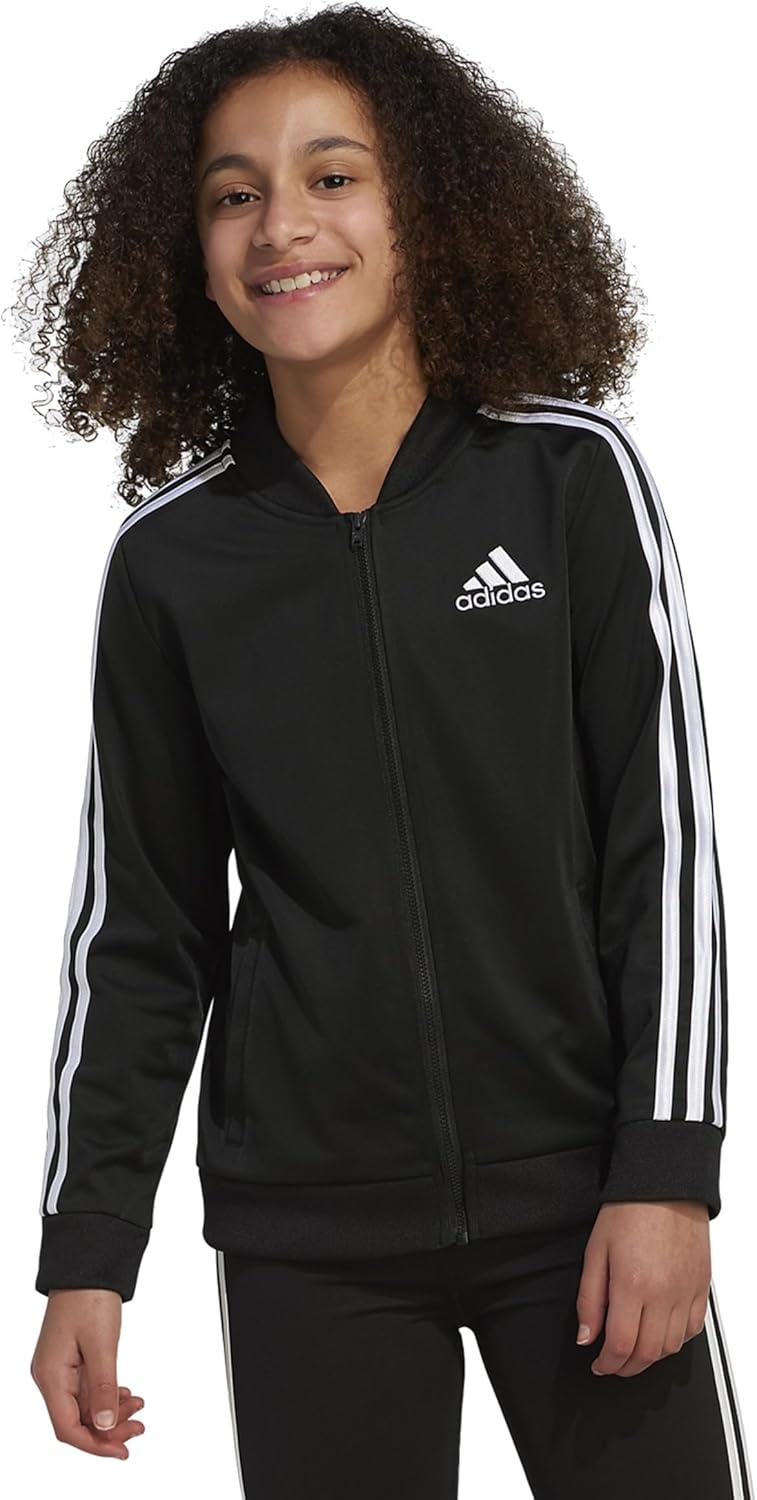 image:imageadidas girls ZipUp Tricot Track Jacket WarmUp BomberBlack