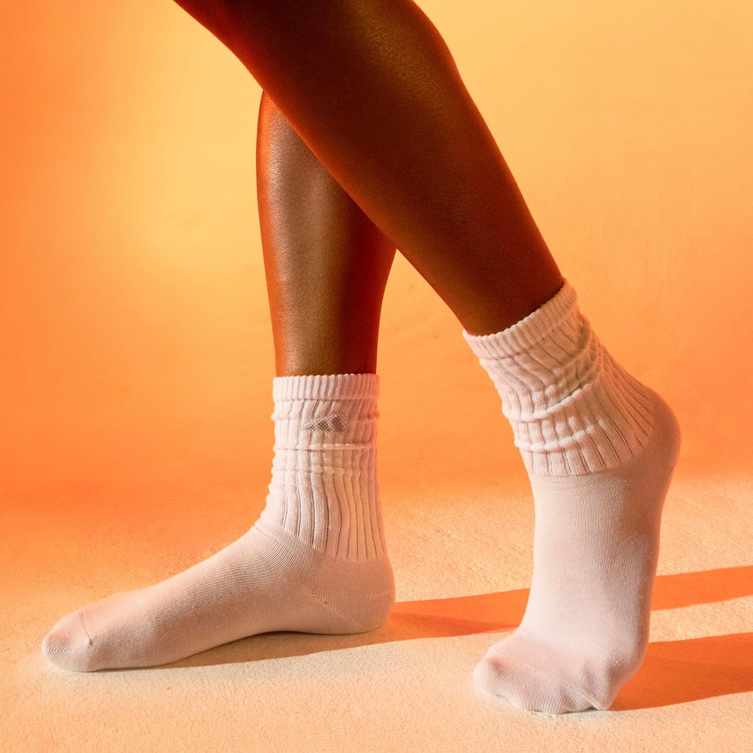 image:imageadidas womens Athletic Scrunch Crew Sock 3 Pairs Loose Slouchy FitCool Light HeatherWonder WhiteBlack