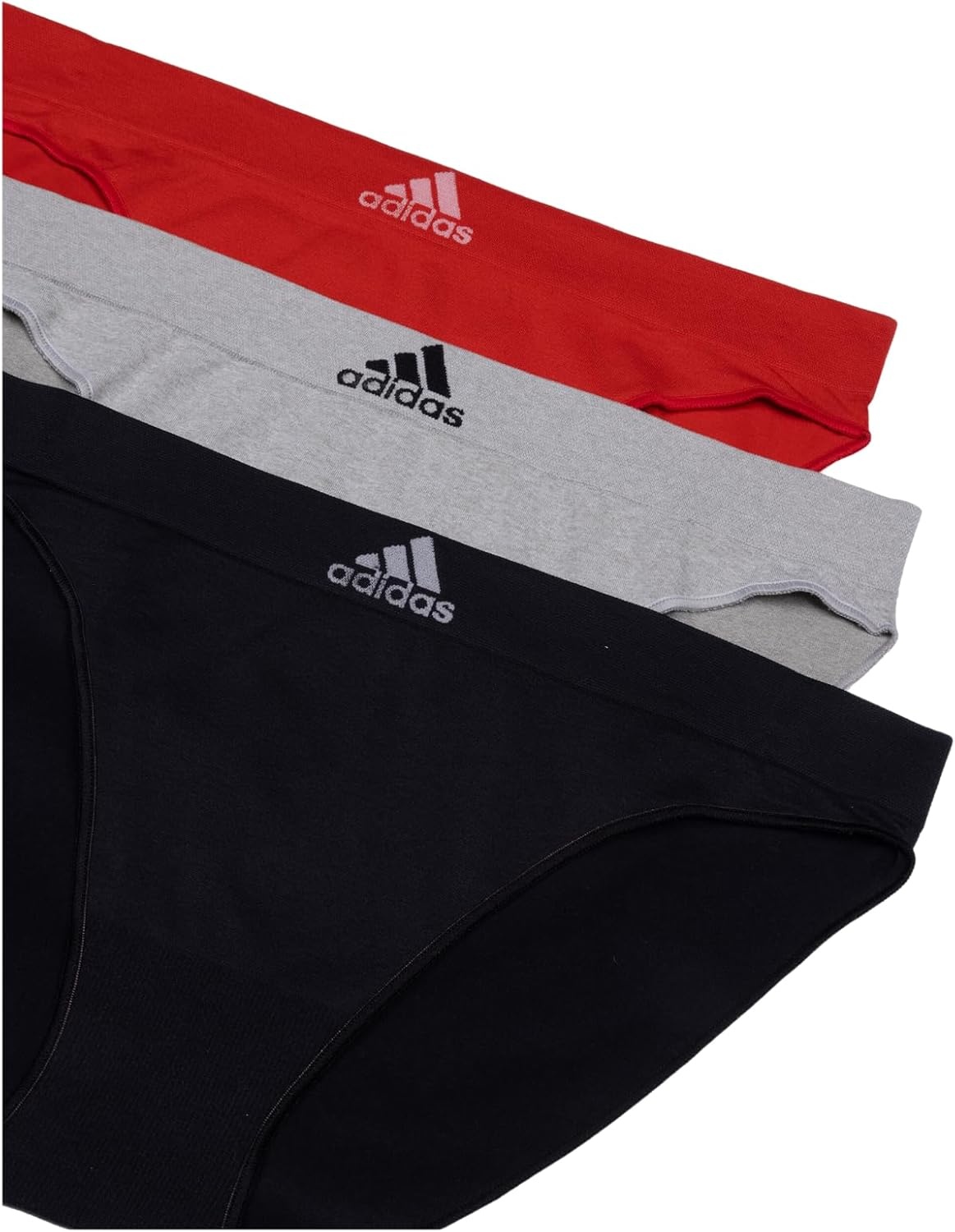 image:imageadidas womens Seamless Bikini Underwear MultipackBlack With StripesHeather GreyVivid Red
