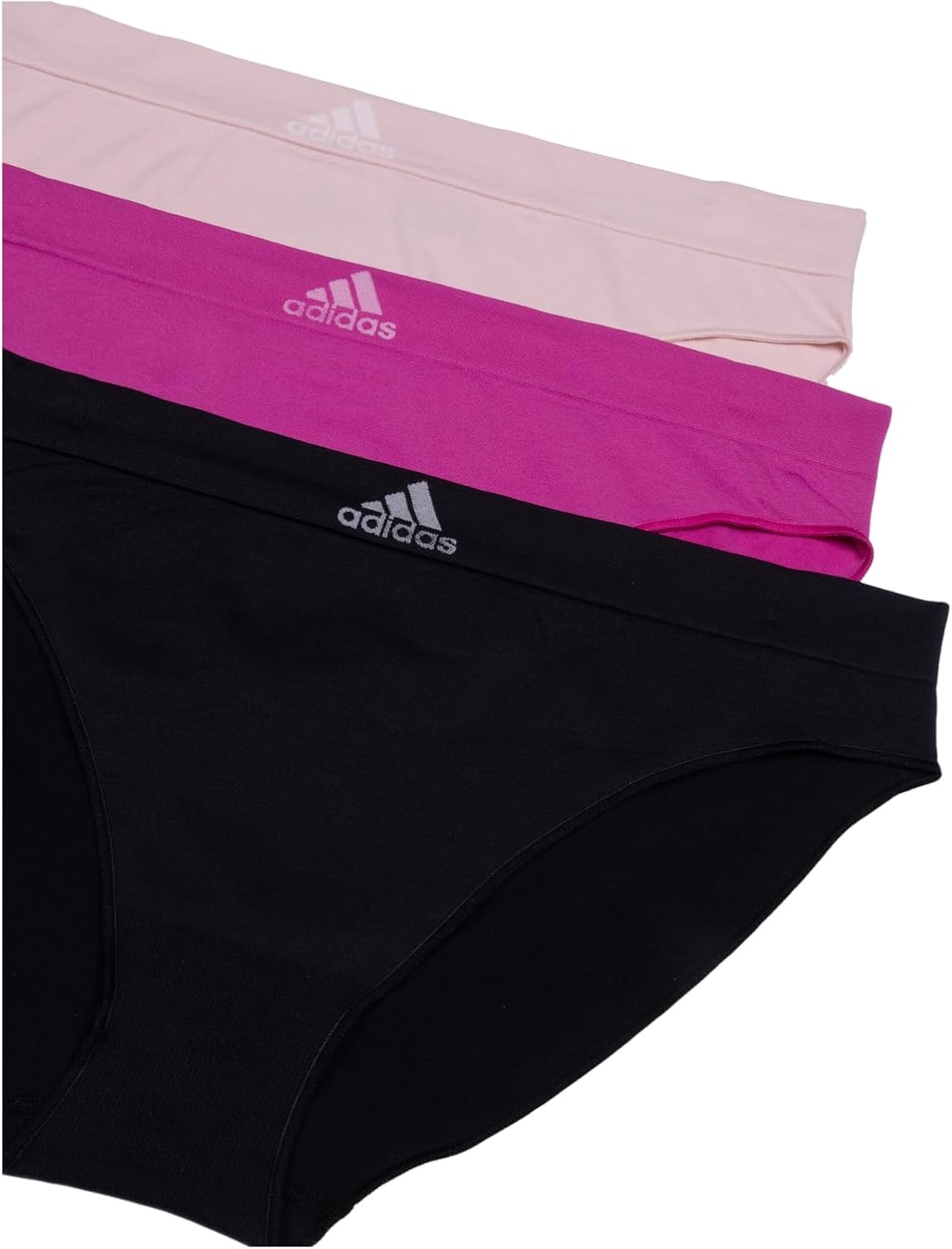 image:imageadidas womens Seamless Bikini Underwear MultipackBlack With StripesPeach WhipSemi Lucid Fuchsia