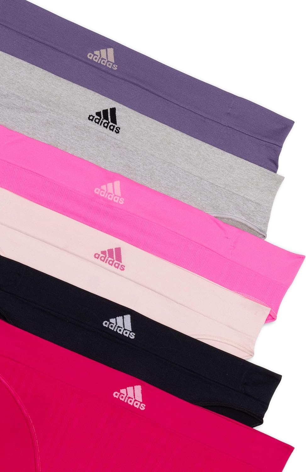 image:imageadidas womens Seamless Bikini Underwear MultipackReal Magenta RibbedBlackPeach WhipLucid Pink RibbedHeather GreyShadow Violet