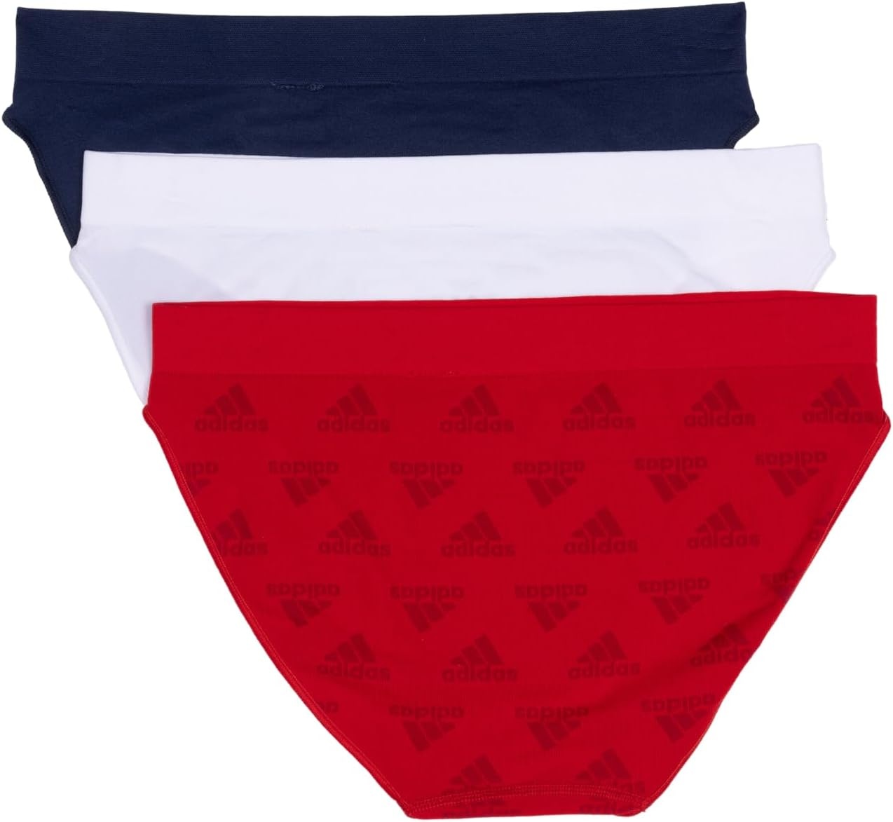 image:imageadidas womens Seamless Bikini Underwear MultipackVivid Red LogoWhiteNight Indigo