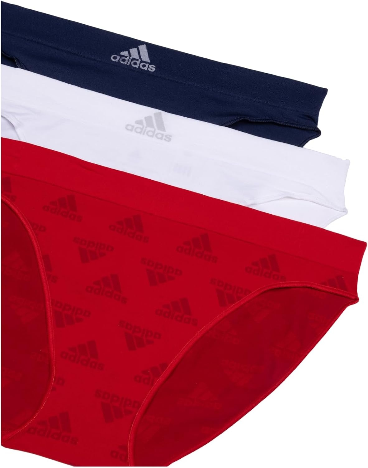 image:imageadidas womens Seamless Bikini Underwear MultipackVivid Red LogoWhiteNight Indigo