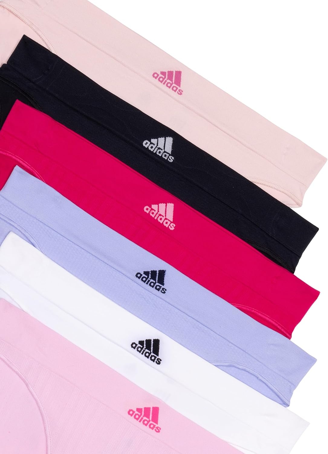 image:imageadidas womens Seamless Bikini Underwear MultipackWonder Pink RibbedWhiteViolet ToneReal Magenta RibbedBlackPeach Whip