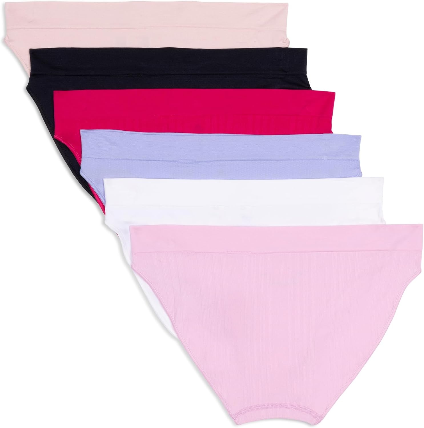 image:imageadidas womens Seamless Bikini Underwear MultipackWonder Pink RibbedWhiteViolet ToneReal Magenta RibbedBlackPeach Whip