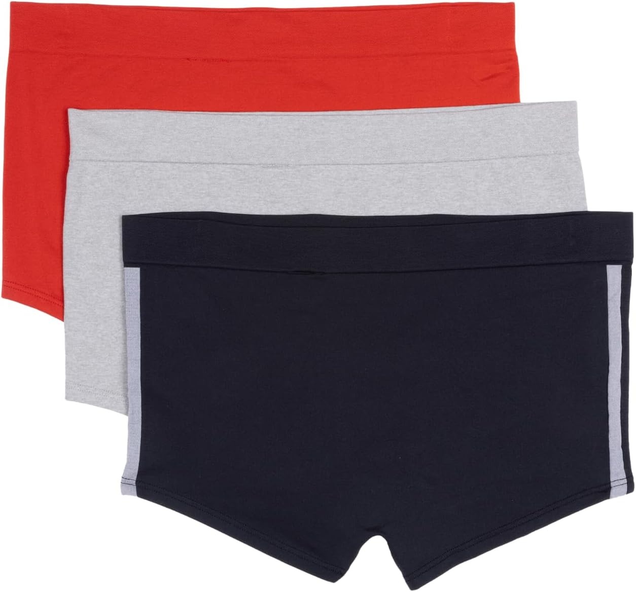 image:imageadidas womens Seamless Boyshort Underwear MultipackBlack With StripesHeather GreyVivid Red