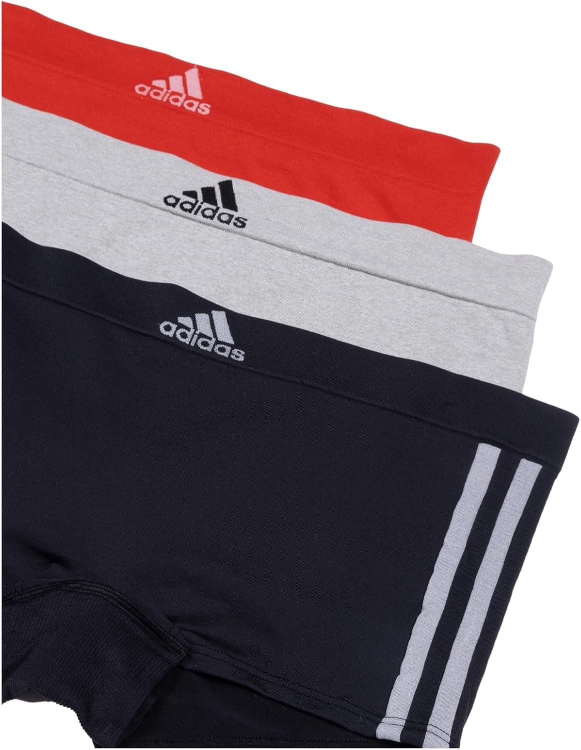 image:imageadidas womens Seamless Boyshort Underwear MultipackBlack With StripesHeather GreyVivid Red