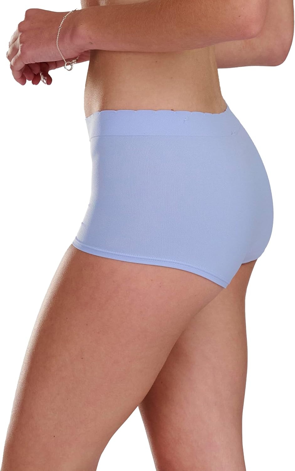 image:imageadidas womens Seamless Boyshort Underwear MultipackBlue Dawn ScallopHeather GreyLinen Green