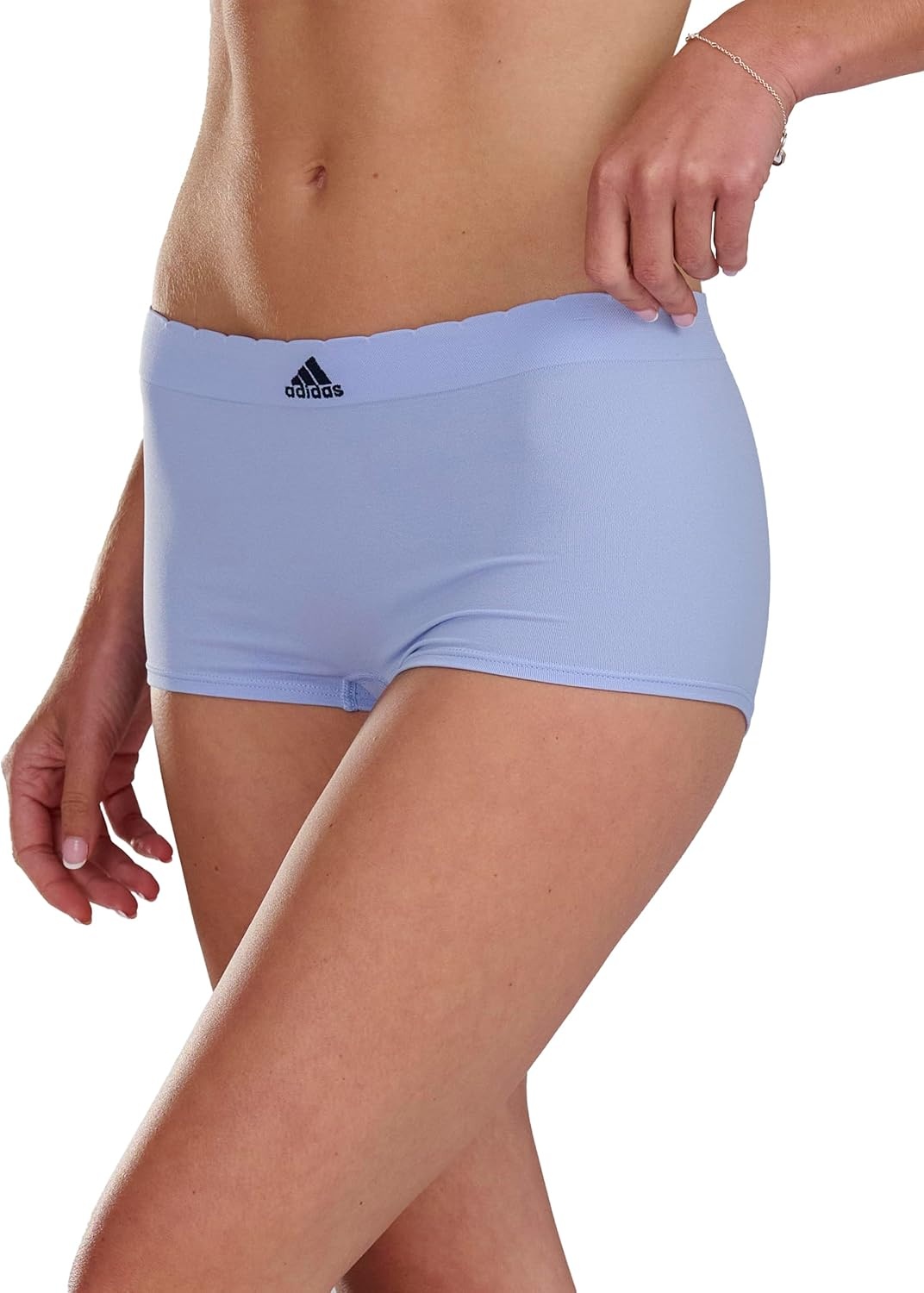 image:imageadidas womens Seamless Boyshort Underwear MultipackBlue Dawn ScallopHeather GreyLinen Green 6 Pack