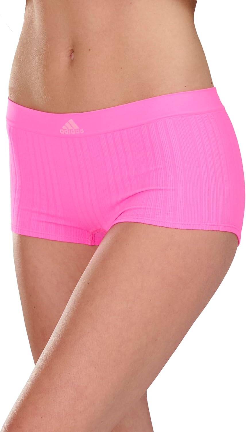 image:imageadidas womens Seamless Boyshort Underwear MultipackLucid Pink RibbedHeather GreyShadow Violet