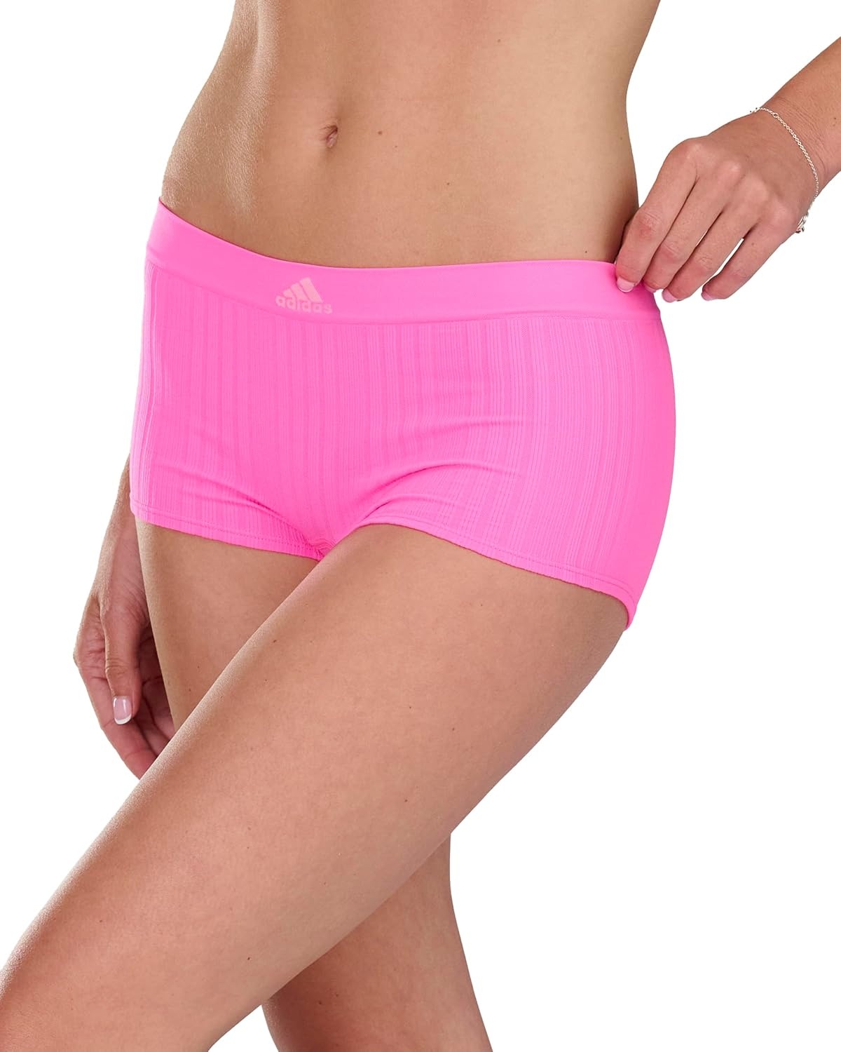 image:imageadidas womens Seamless Boyshort Underwear MultipackLucid Pink RibbedHeather GreyShadow Violet 6 Pack