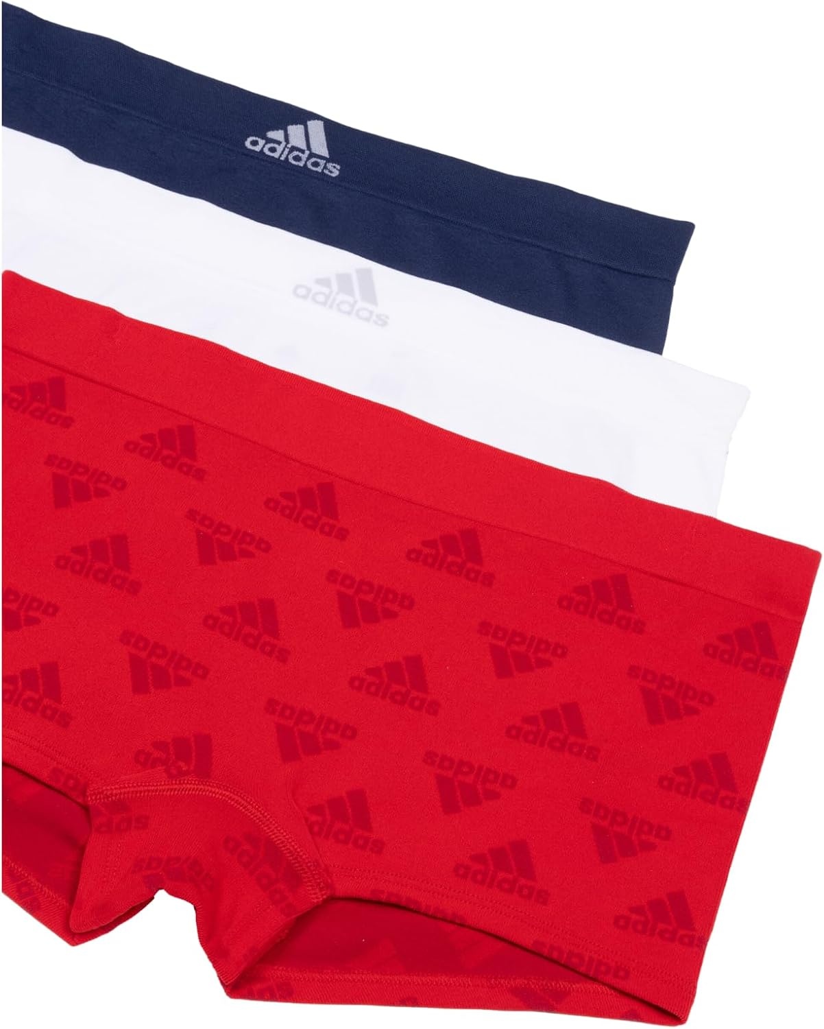 image:imageadidas womens Seamless Boyshort Underwear MultipackVivid Red LogoWhiteNight Indigo