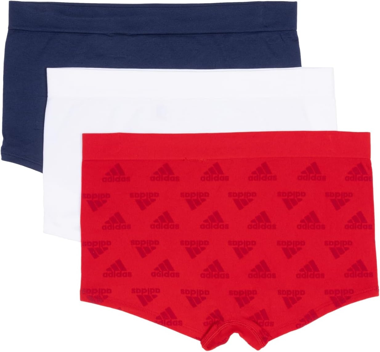 image:imageadidas womens Seamless Boyshort Underwear MultipackVivid Red LogoWhiteNight Indigo