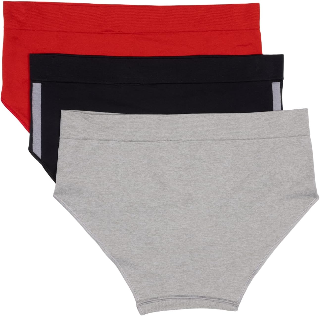 image:imageadidas womens Seamless Brief Panties 3packBlack With StripesHeather GreyVivid Red