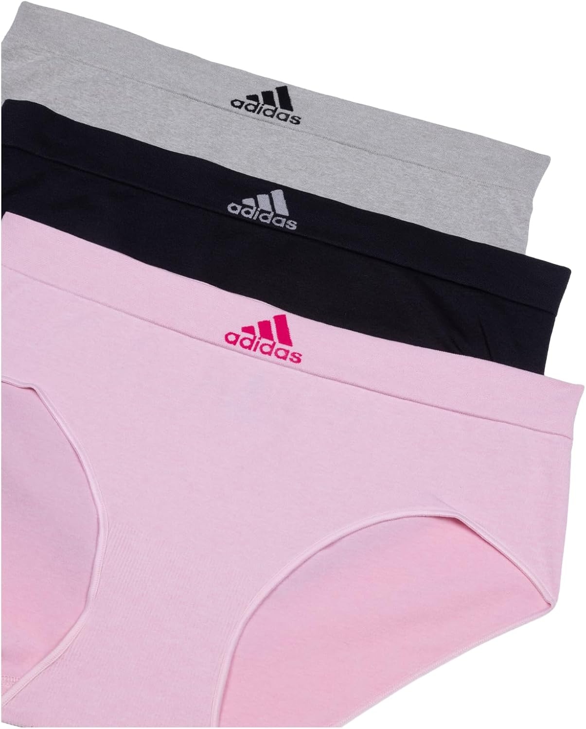 image:imageadidas womens Seamless Brief Panties 3packPink HeatherBlackHeather Grey