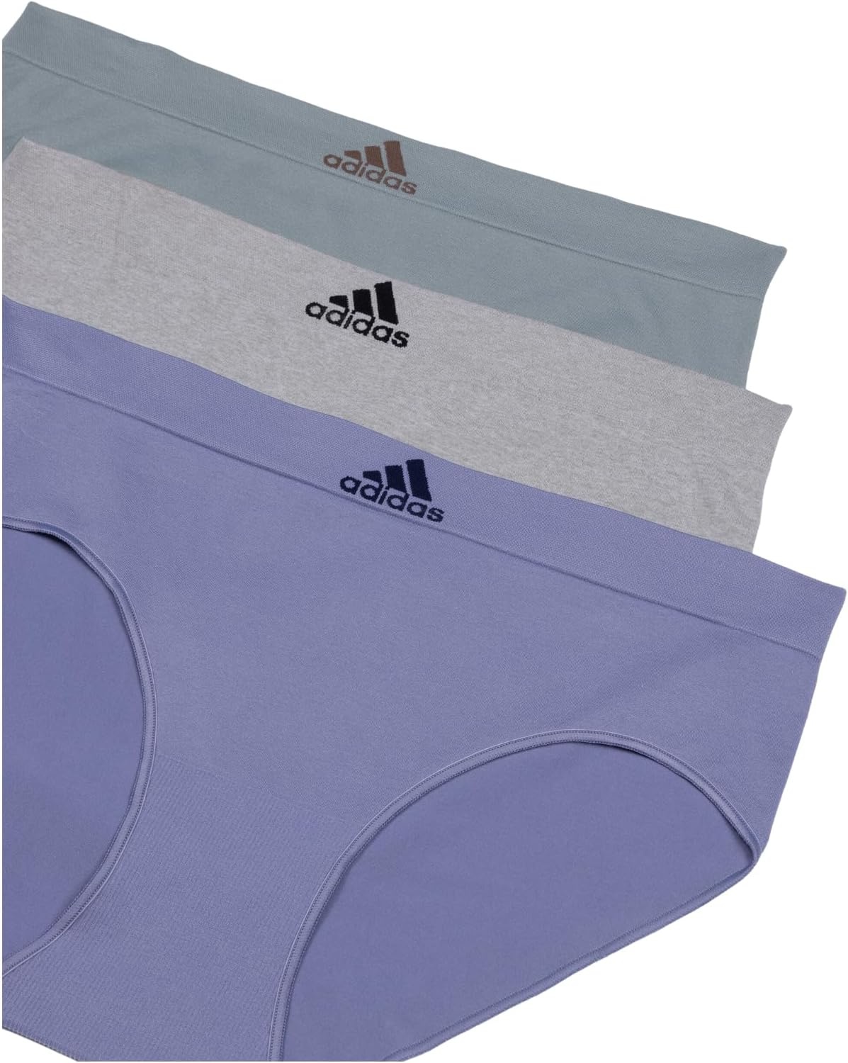 image:imageadidas womens Seamless Brief Panties 3packSilver VioletHeather GreySilver Green