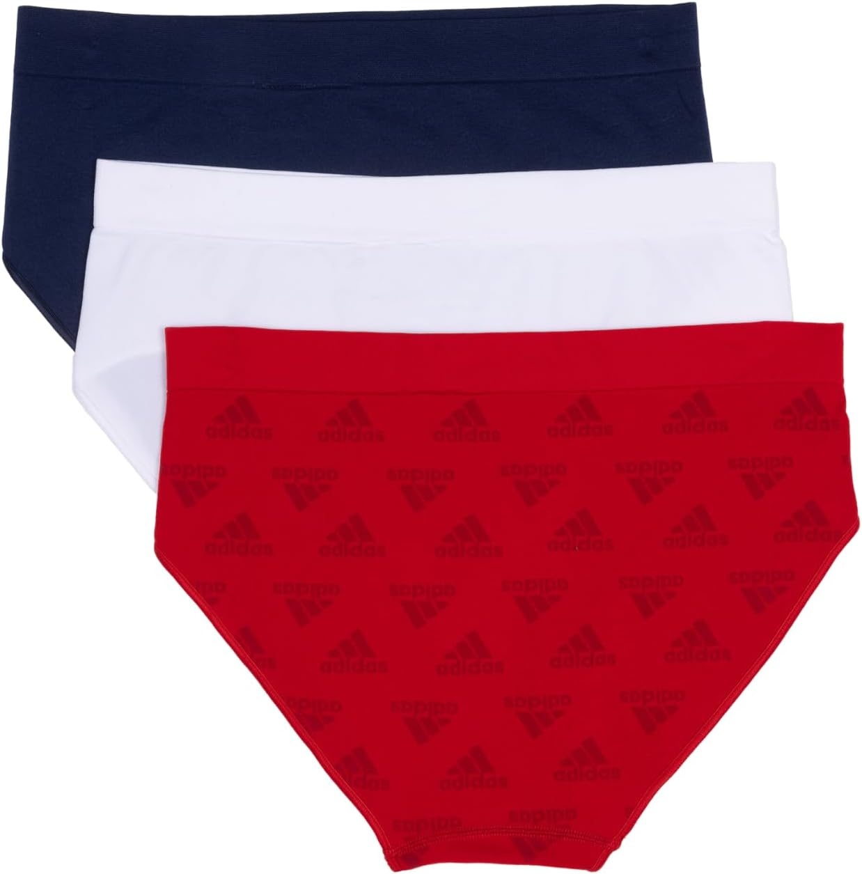 image:imageadidas womens Seamless Brief Panties 3packVivid Red LogoWhiteNight Indigo