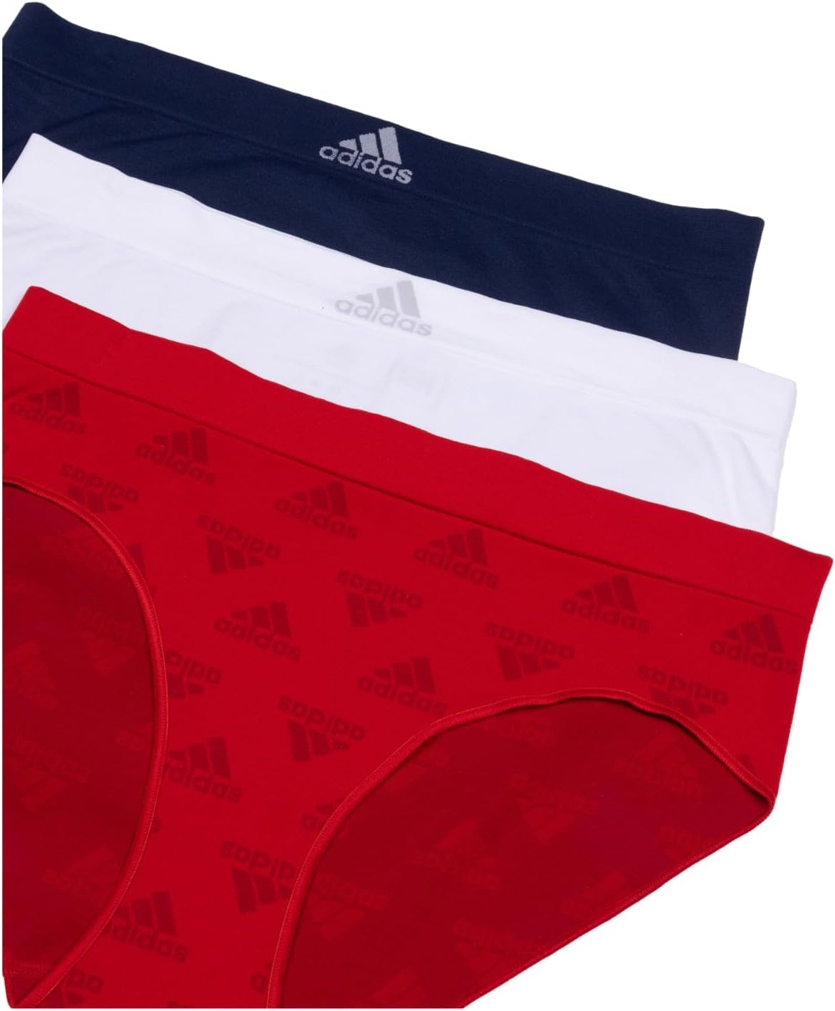 image:imageadidas womens Seamless Brief Panties 3packVivid Red LogoWhiteNight Indigo