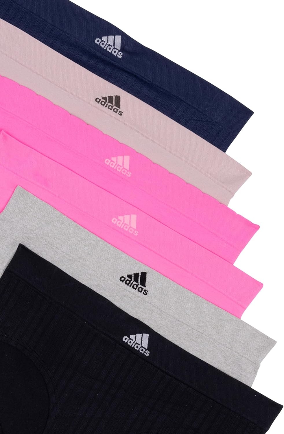image:imageadidas womens Seamless Hipster Underwear 3 PackBlack RibbedHeather GreyLucid PinkNight Indigo RibbedLucid PinkWonder Taupe