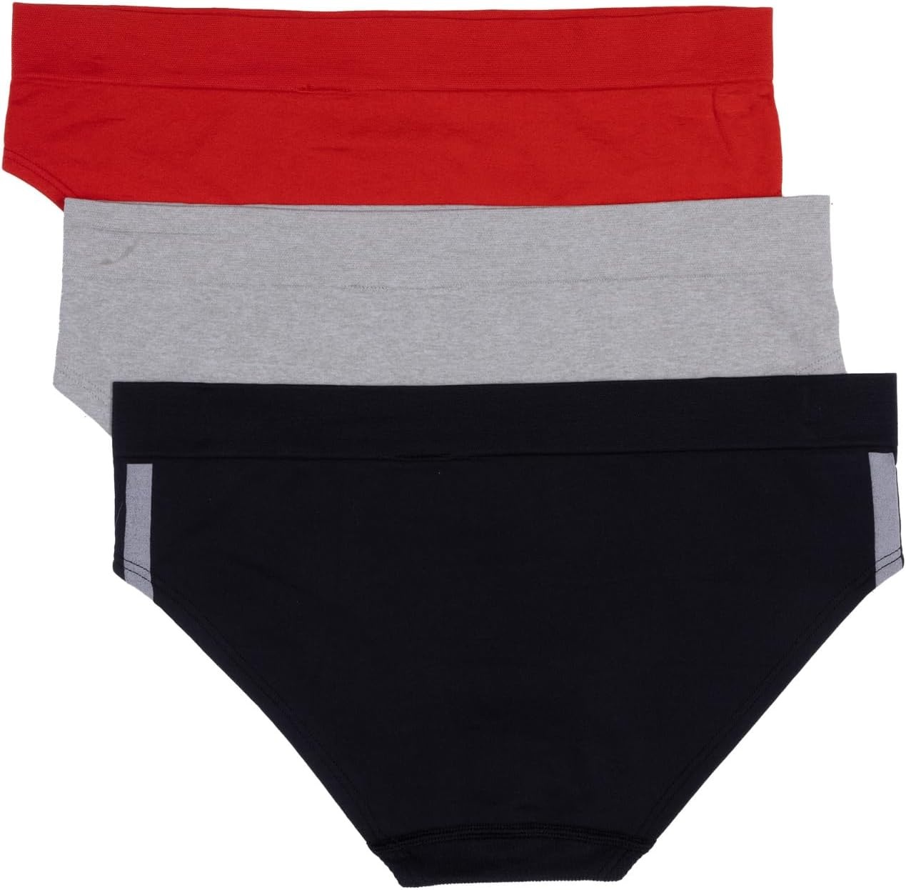 image:imageadidas womens Seamless Hipster Underwear 3 PackBlack With StripesHeather GreyVivid Red